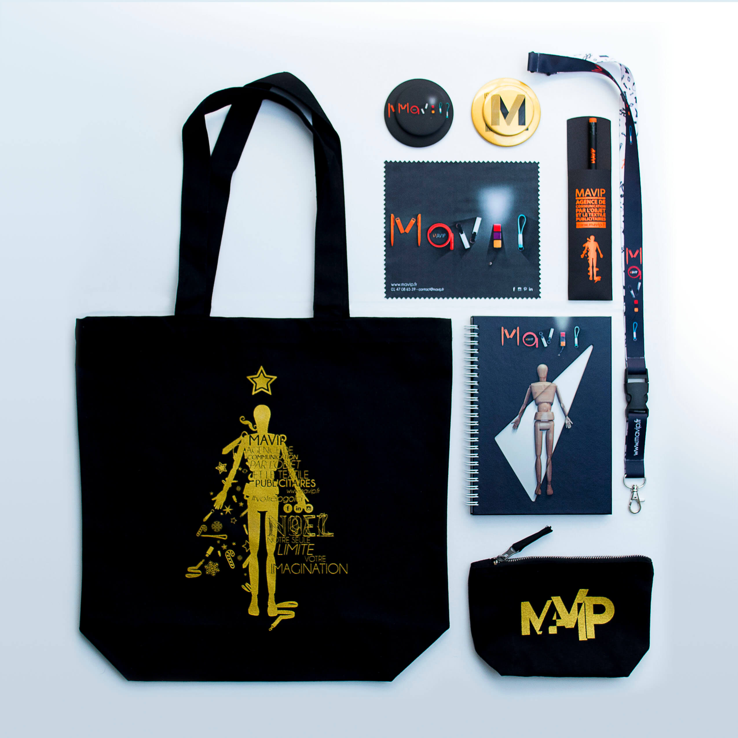 Collection de goodies personnalisables et personnalisés avec logo par Mavip