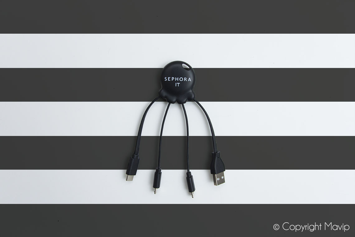 Cables Octopus personnalisés avec logo réalisés pour Sephora par Mavip