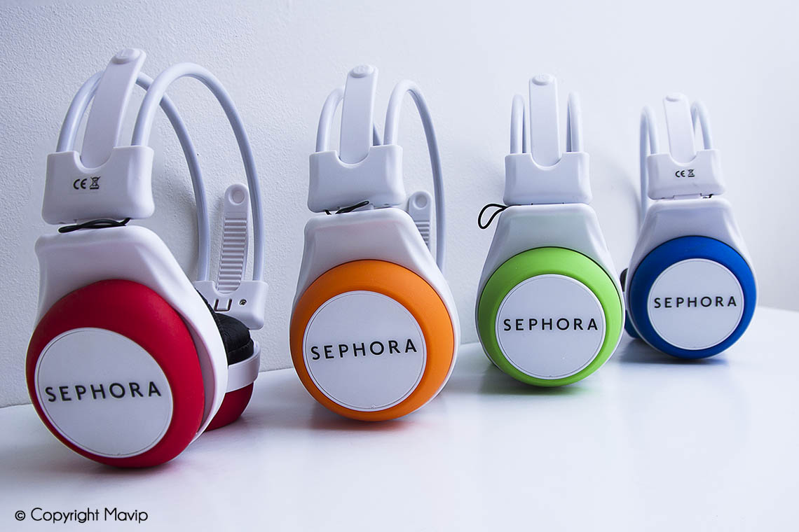 Casques audio bluetooth réalisés pour Sephora par Mavip