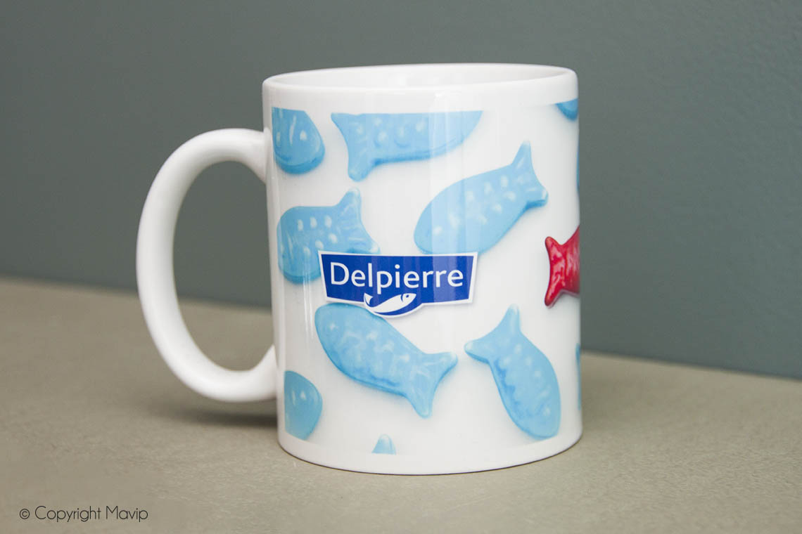 Mugs personnalisables réalisés pour Delpierre logo all over