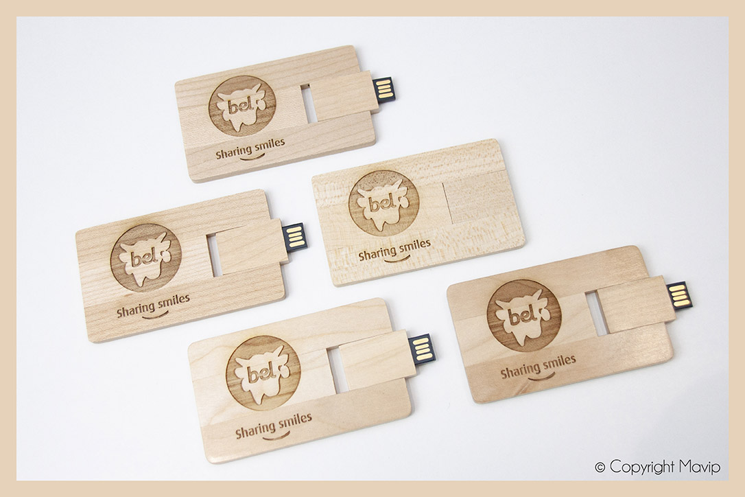 Cartes clés usb en bois personnalisables avec logo d'entreprise by Mavip