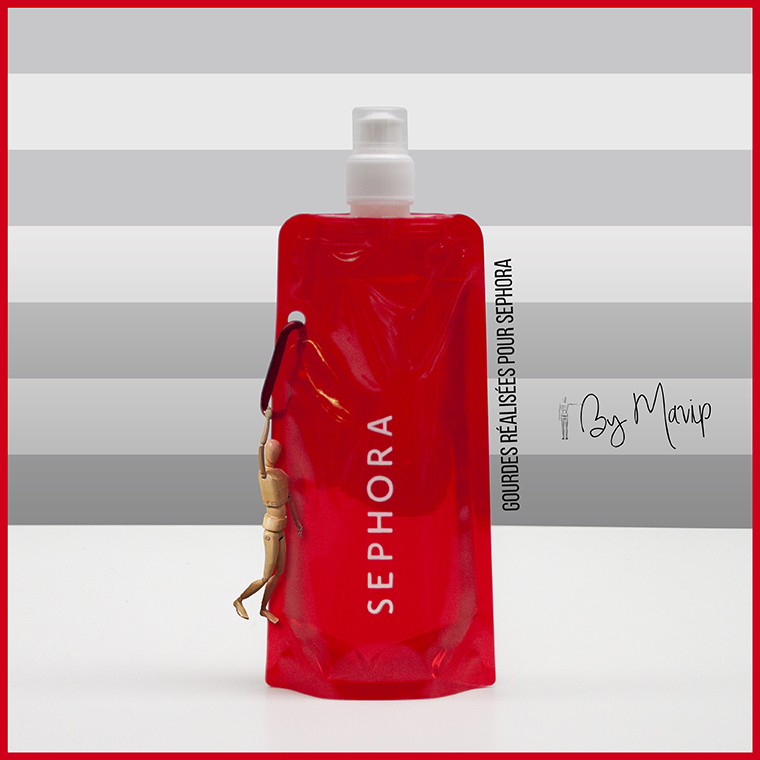 Gourde rouge pliable personnalisée avec logo Sephora by Mavip