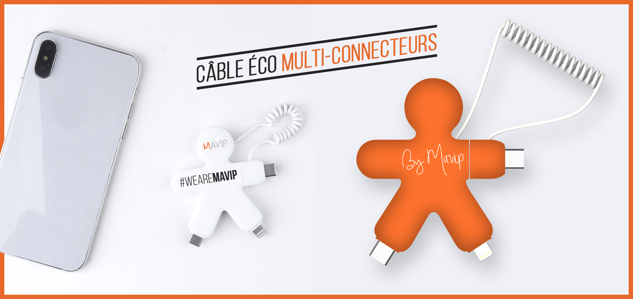 Câble éco multi-connecteurs personnalisable avec logo d'entreprise