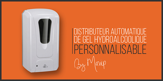 Distributeur de gel hydroalcoolique personnalisable avec logo d'entreprise by Mavip